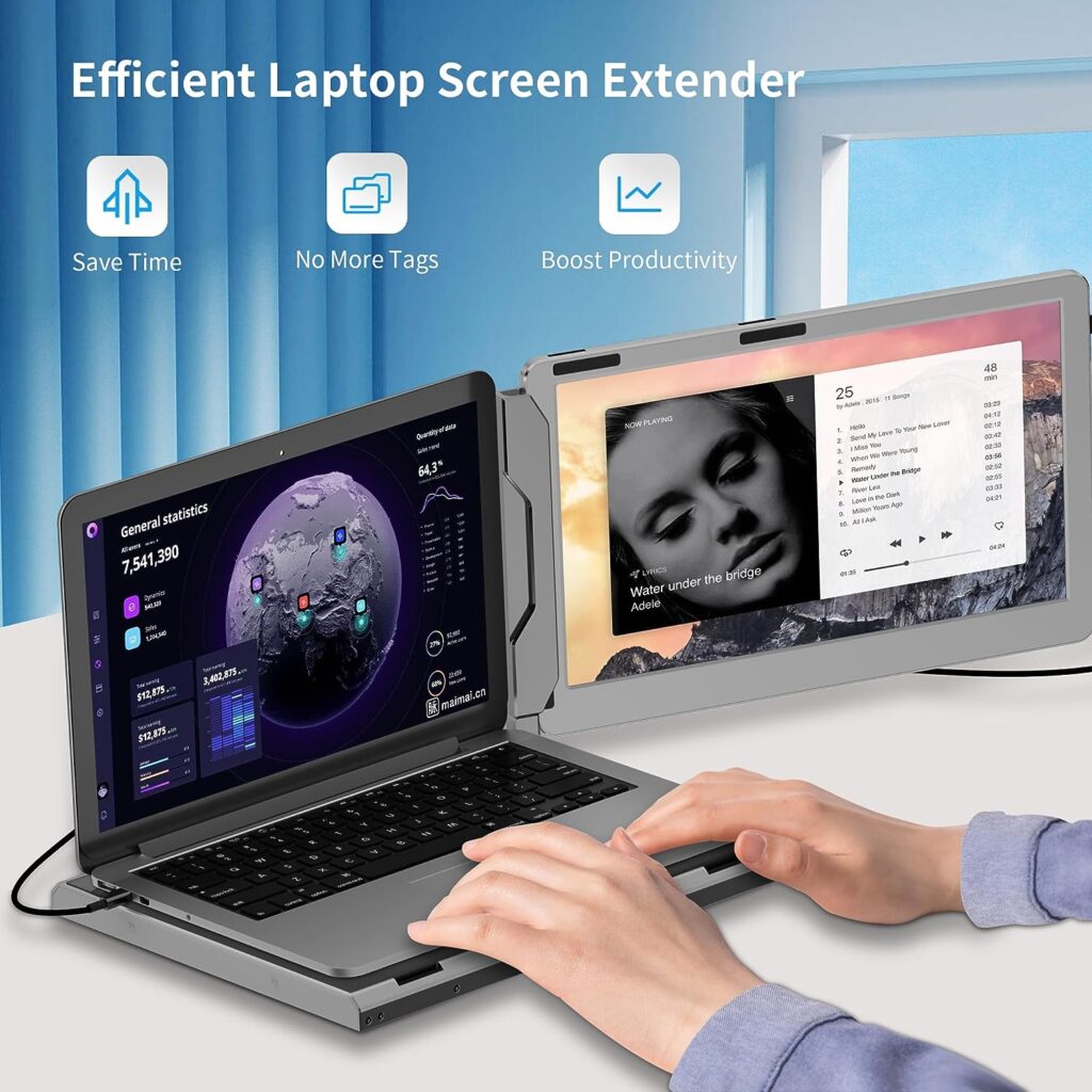 CIDETTY New 14 Laptop Screen Extender, FHD 1080P IPS Portable Monitor for Laptop,Dual Monitor Extender for Windows, Android, Chrome  Mac, Built-in Speakers