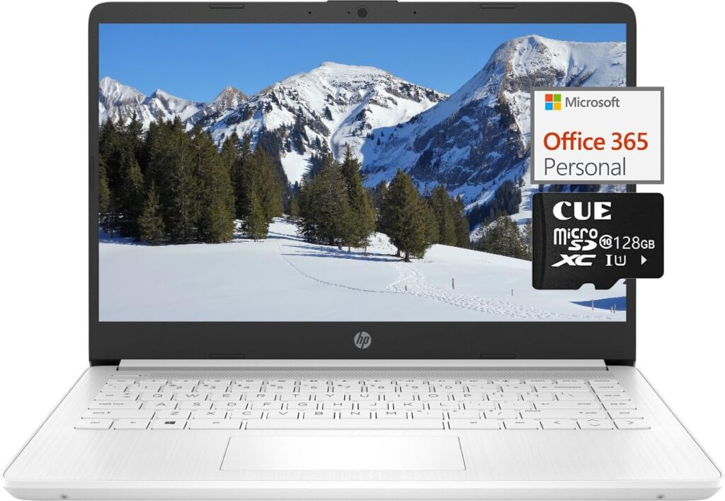 HP Newest 14 Ultral Light Student Laptop, Intel N4120 Quad-Core( N4020), 8GB RAM, 192GB Storage(64GB eMMC+128GBSD Card), One Year Office 365, WiFi, Webcam, HDMI, USB-AC, Win 11