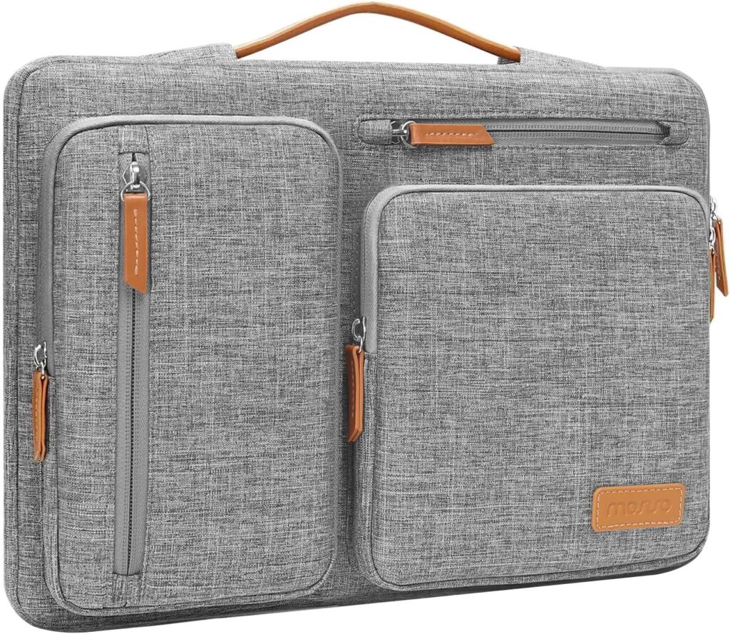 MOSISO 360 Protective Laptop Sleeve Compatible with MacBook Air/Pro, 13-13.3 inch Notebook, Compatible with MacBook Pro 14 inch M2 M1 2023-2021, Side Open Bag with 4 Zipper PocketsHandleBelt, Gray : Electronics