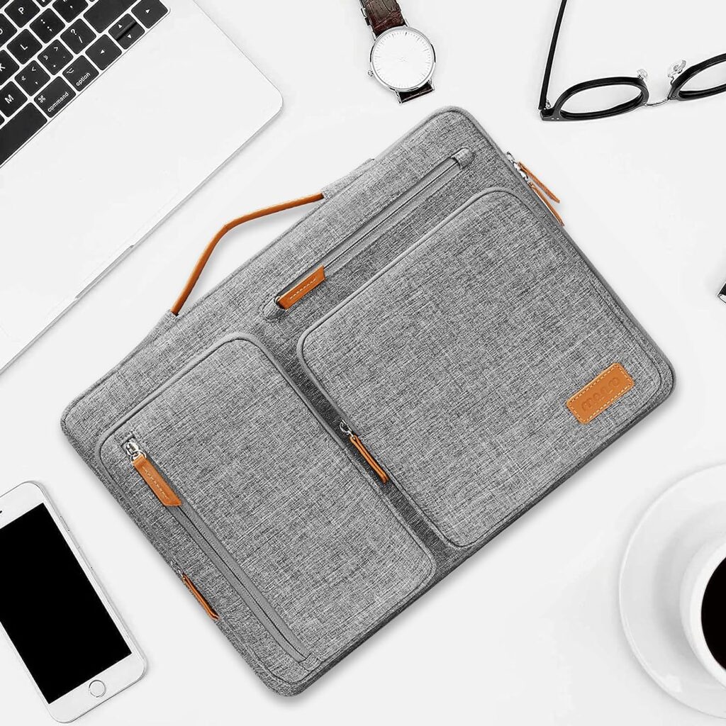 MOSISO 360 Protective Laptop Sleeve Compatible with MacBook Air/Pro, 13-13.3 inch Notebook, Compatible with MacBook Pro 14 inch M2 M1 2023-2021, Side Open Bag with 4 Zipper PocketsHandleBelt, Gray : Electronics
