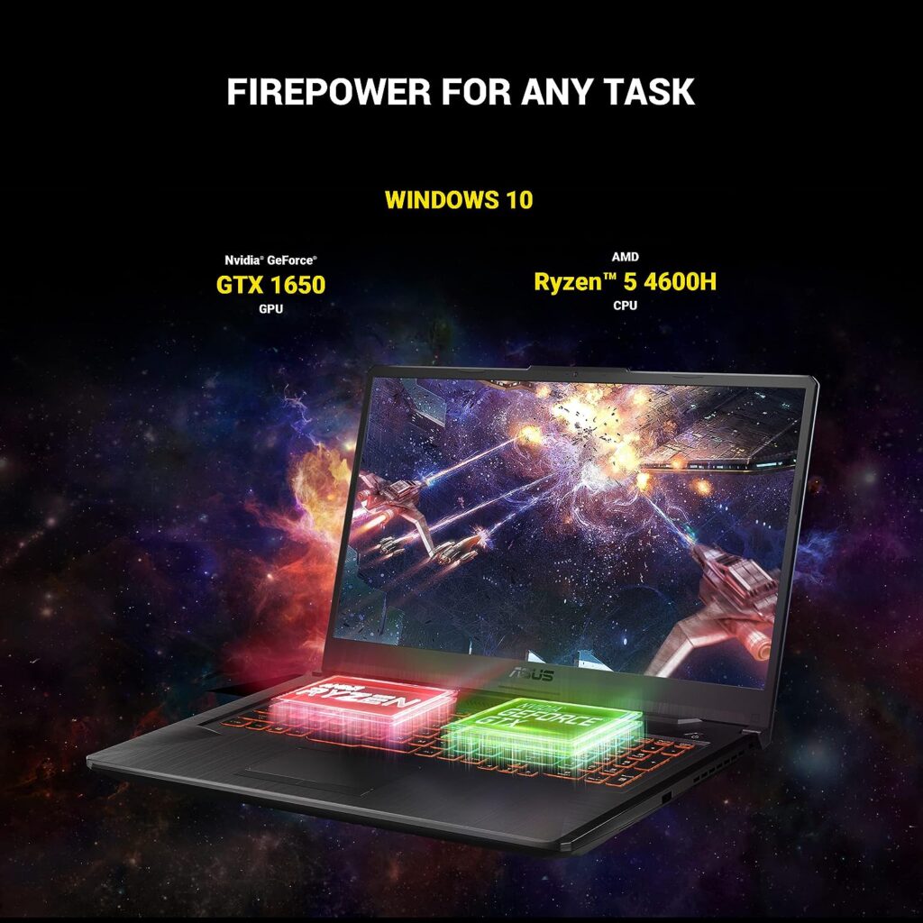 ASUS TUF Gaming A17 Gaming Laptop, 17.3” 144Hz FHD IPS-Type Display, AMD Ryzen 5 4600H, GeForce GTX 1650, 8GB DDR4, 512GB PCIe SSD, RGB Keyboard, Windows 11 Home, Bonfire Black Color, FA706IH-RS53