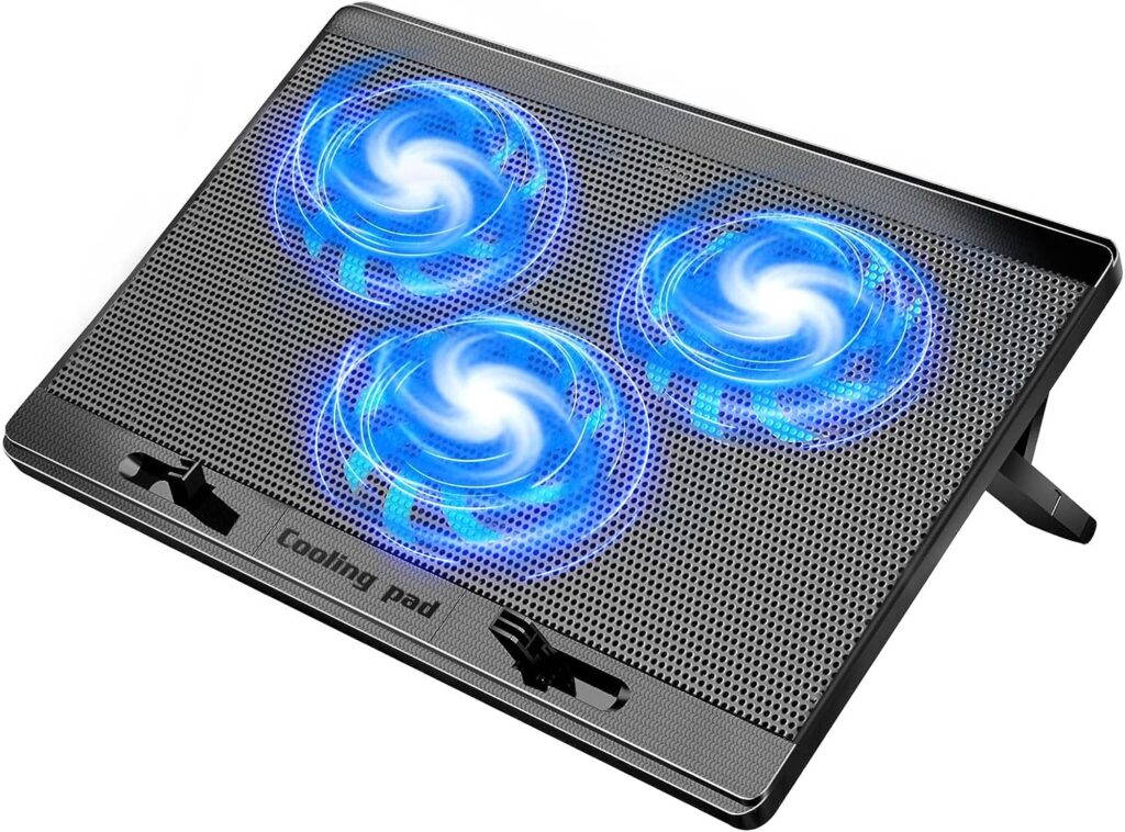 LIANGSTAR Laptop Cooling Pad Gaming Laptop Cooler, Laptop Stand with 3 Cooling Quiet Fans for 15-17.3 Inch, Cooling Fans with 7 Heights Adjustable, Switch Control Fan Speed, 2 USB Ports  Large Mesh
