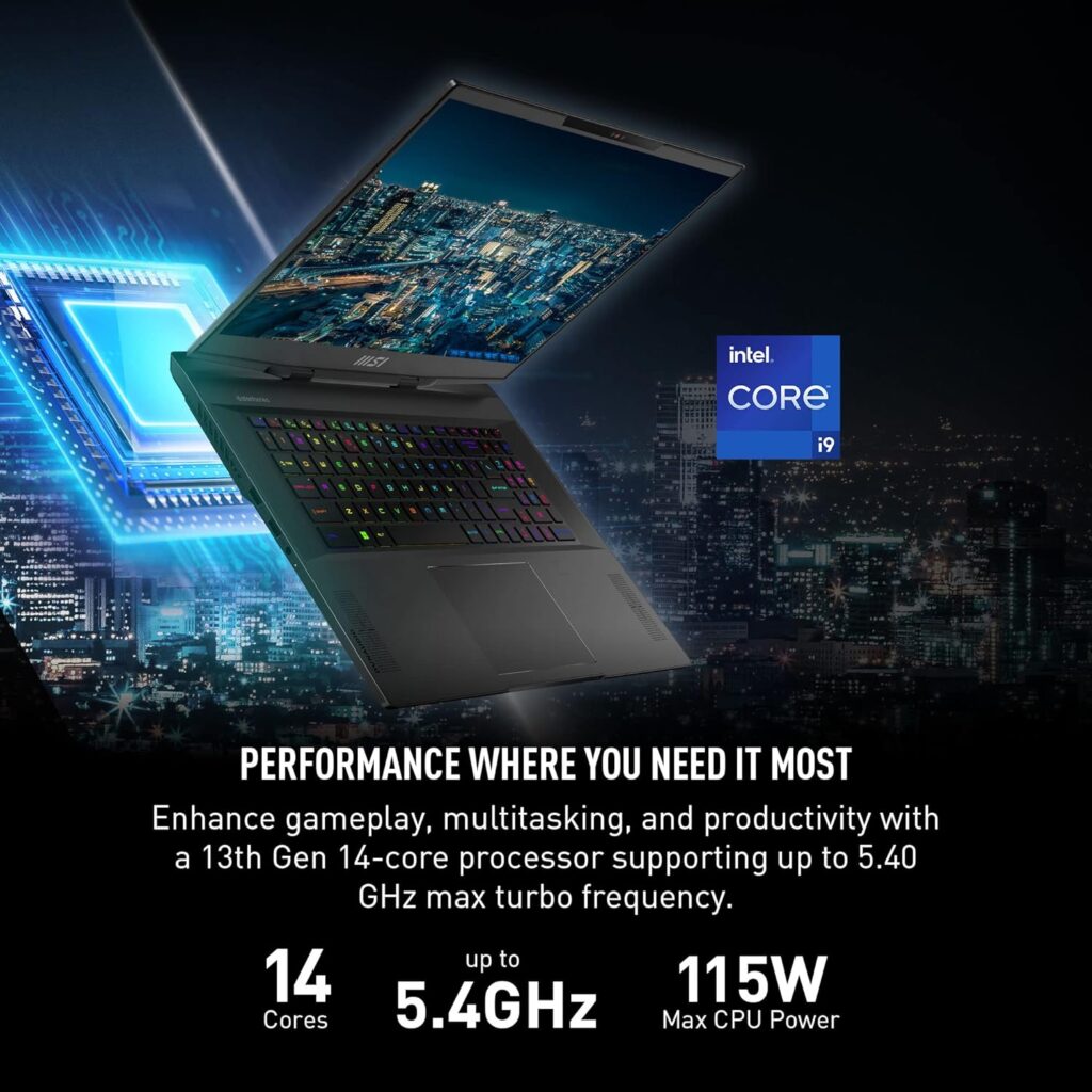 MSI Stealth 17 Studio 17.3 QHD 240Hz Gaming Laptop: 13th Gen Intel Core i9, RTX 4080, 32GB DDR5, 1TB NVMe SSD, Thunderbolt 4, USB-Type C, Cooler Boost Trinity+, Win11 Home: Core Black A13VH-053US